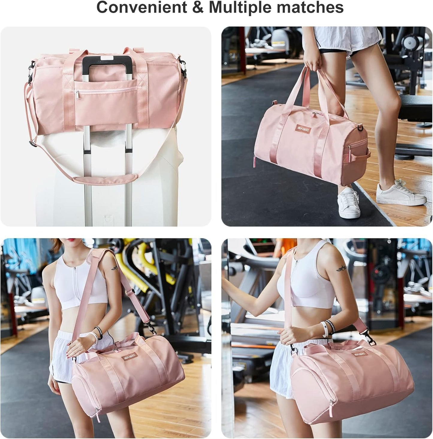 Gym Bag for Women, Workout Duffel Bag, Sports Gym Bags with Wet Pocket and Shoe Compartment