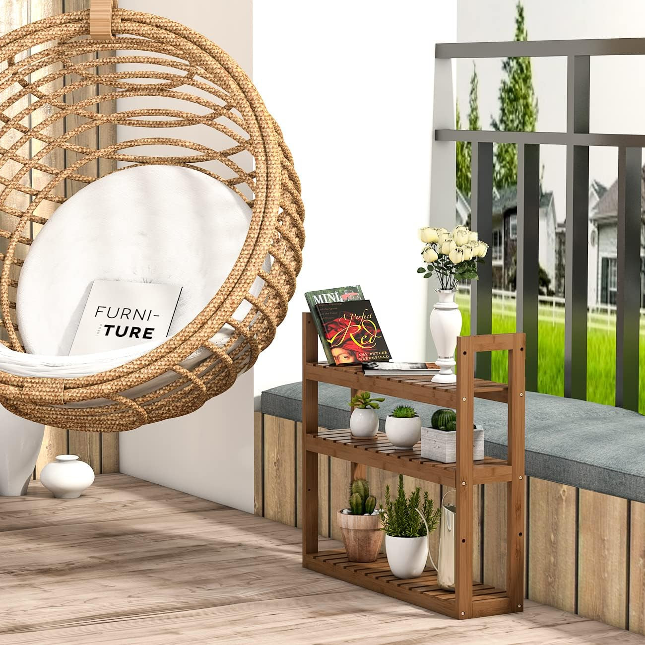 Bathroom Bamboo Shelf Organizer - 3 Tier Storage Shelf with Adjustable Wall Mounted Shelf Rack over Toilet, Use for Bathroom, Kitchen, Living Room (Walnut)