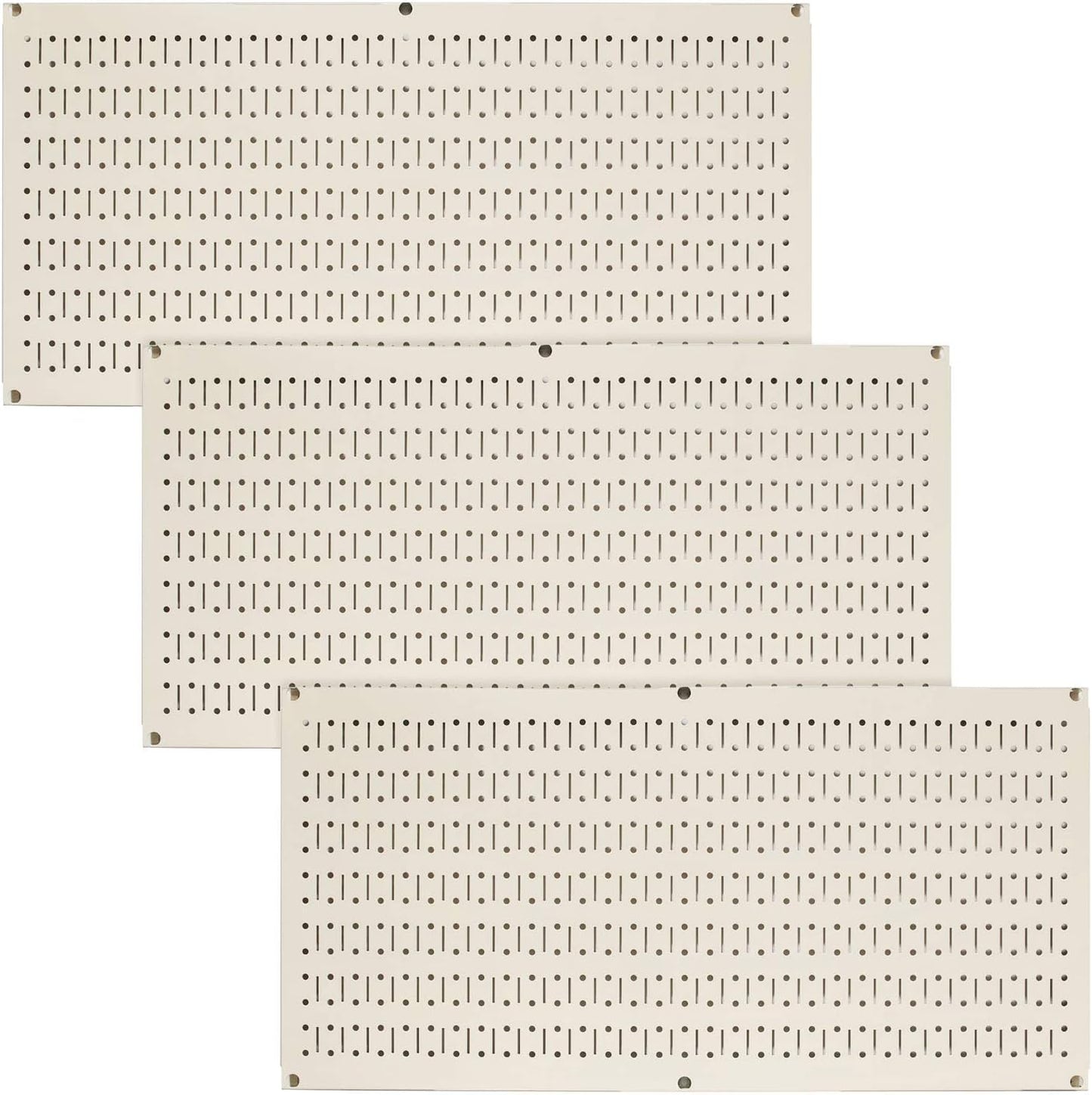 Pegboard Value Pack - (3) Pack of 16-Inch Tall X 32-Inch Wide Horizontal Metal Wallboards for Home & Garage Tool Storage Organization (Beige Pegboard)
