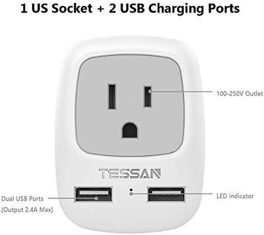 UK Adapters for Travel, Ireland Hong Kong Plug Adapter with 2 USB, Type G Outlet Adaptor Charger for USA to British England Scotland Irish Qatar London