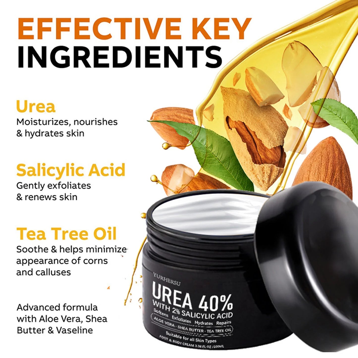 Urea Foot Cream,Urea Cream for Feet,Urea Foot Cream 40 Percent Foot Cream for Cracked Heels and Dry Skin, Deep Moisturising, Callus Remover 100G