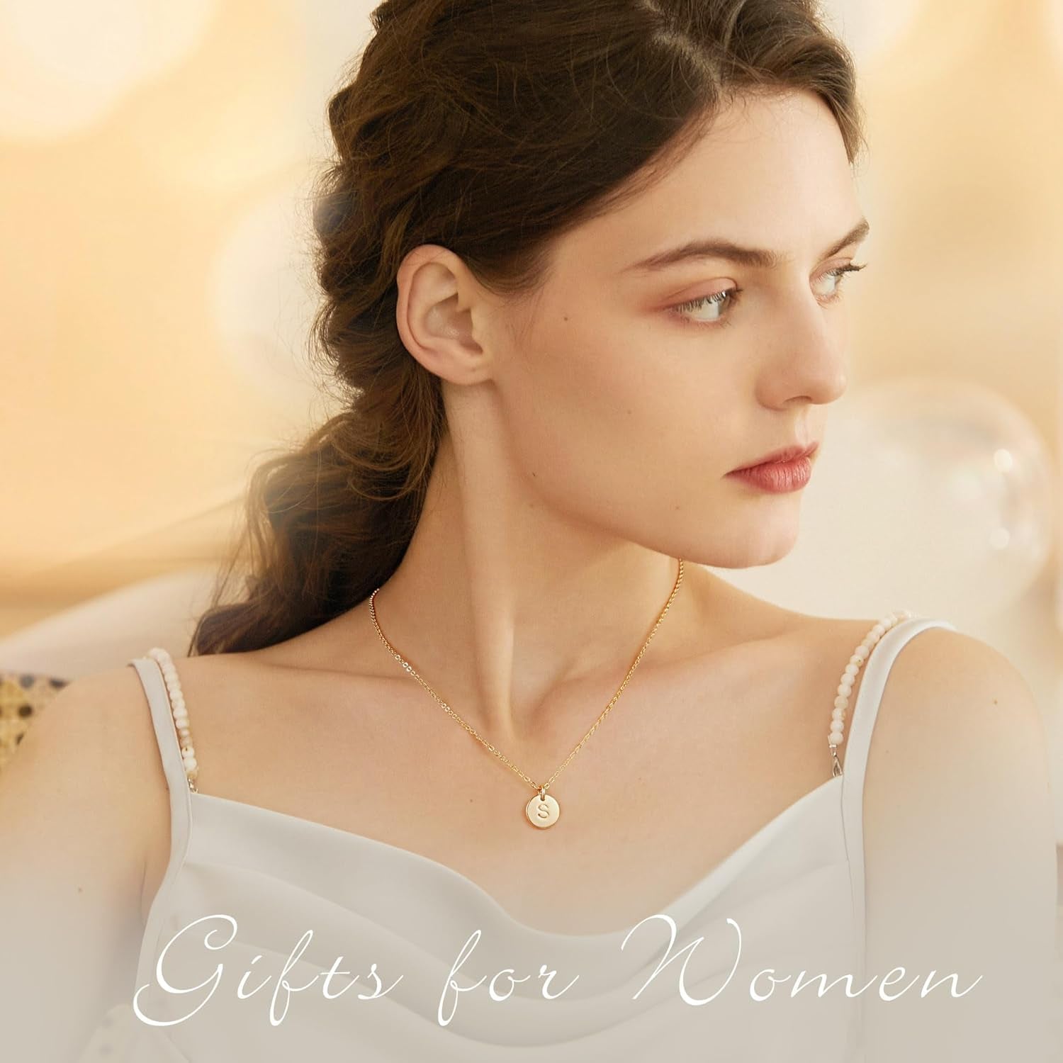 Mothers Day Gifts for Daughter - Disc Initial Necklace Gifts for Girls, 14K Gold Filled/Rose Gold/S925 Sterling Silver Disc Initial Necklaces Tiny Initial Necklace Jewelry for Girls Women