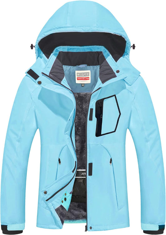 Women’S Waterproof Snow Ski Jacket Mountain Windproof Winter Coat with Detachable Hood