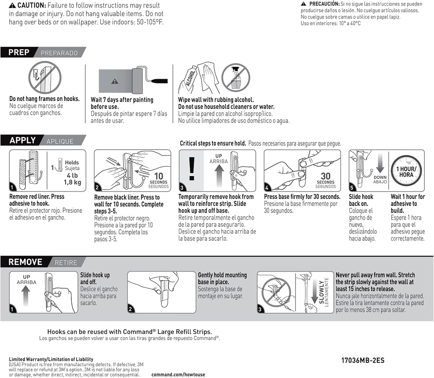 Large Matte Black Double Hooks, 2 Hooks and 2  Strips, Damage Free Hanging Wall Hooks with Adhesive Strips, No Tools Coat Hooks for Hanging Home Decor, Holds up to 4 Lb