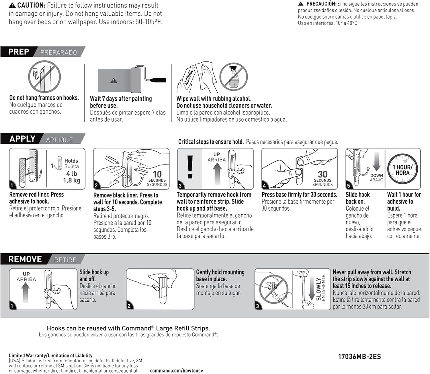 Large Matte Black Double Hooks, 2 Hooks and 2  Strips, Damage Free Hanging Wall Hooks with Adhesive Strips, No Tools Coat Hooks for Hanging Home Decor, Holds up to 4 Lb