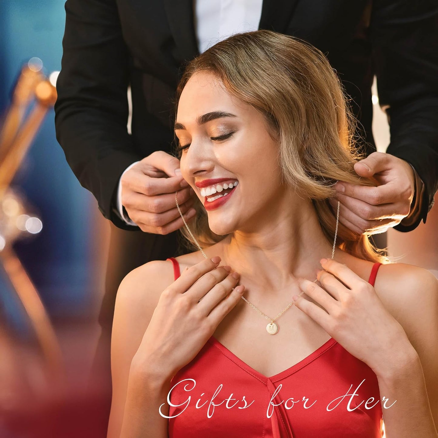 Mothers Day Gifts for Daughter - Disc Initial Necklace Gifts for Girls, 14K Gold Filled/Rose Gold/S925 Sterling Silver Disc Initial Necklaces Tiny Initial Necklace Jewelry for Girls Women