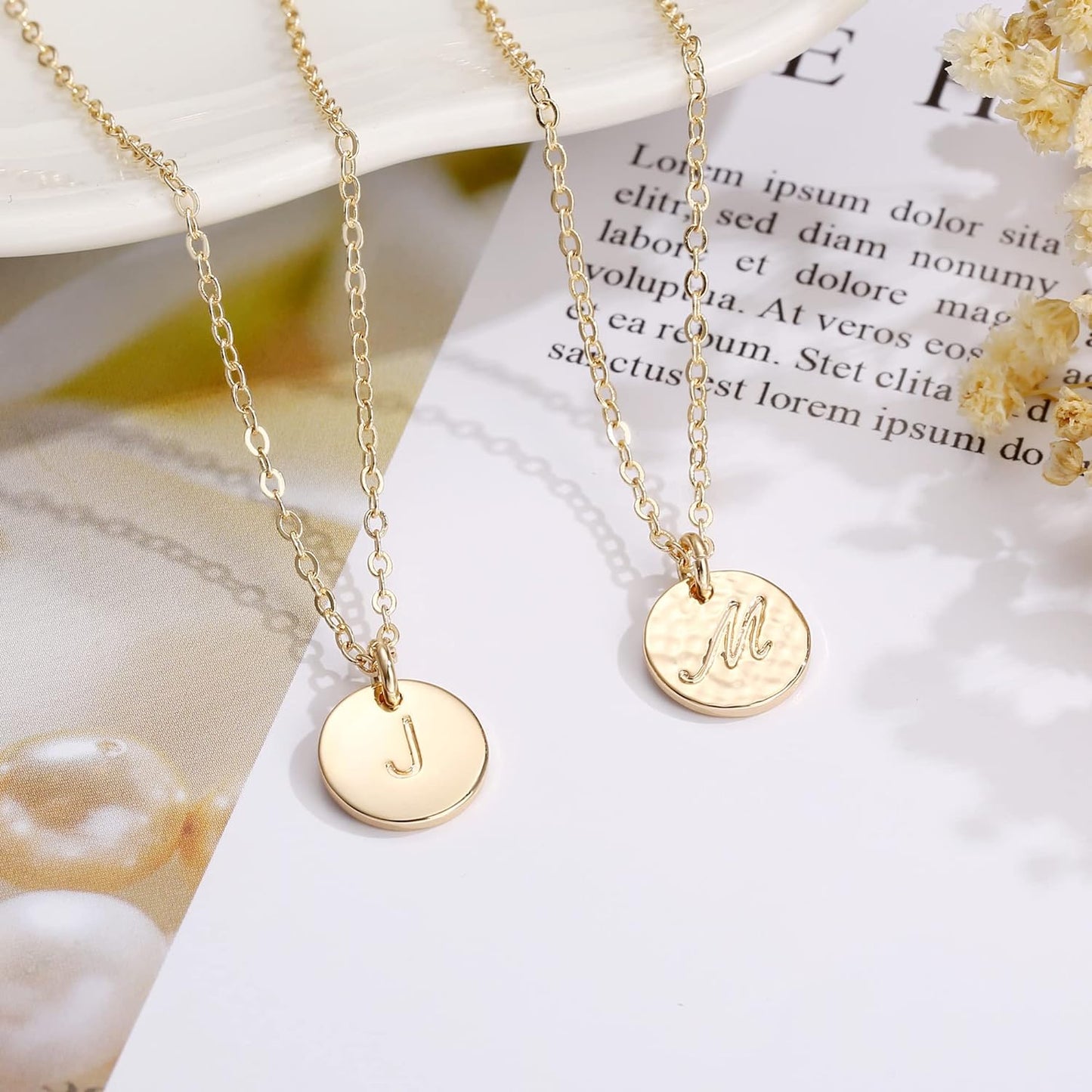 Mothers Day Gifts for Daughter - Disc Initial Necklace Gifts for Girls, 14K Gold Filled/Rose Gold/S925 Sterling Silver Disc Initial Necklaces Tiny Initial Necklace Jewelry for Girls Women