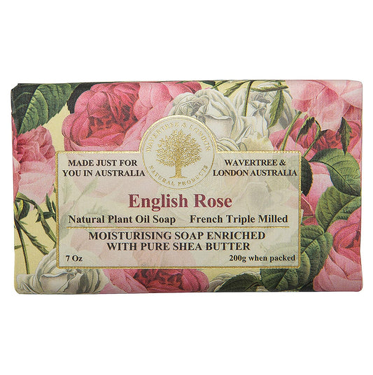 English Rose Scented Natural Soap (2 Bars), 7Oz Moisturizing French Triple Milled Soap Bars Enriched with Shea Butter - Pure Plant Oil Bath & Body Soap for All Skin Types