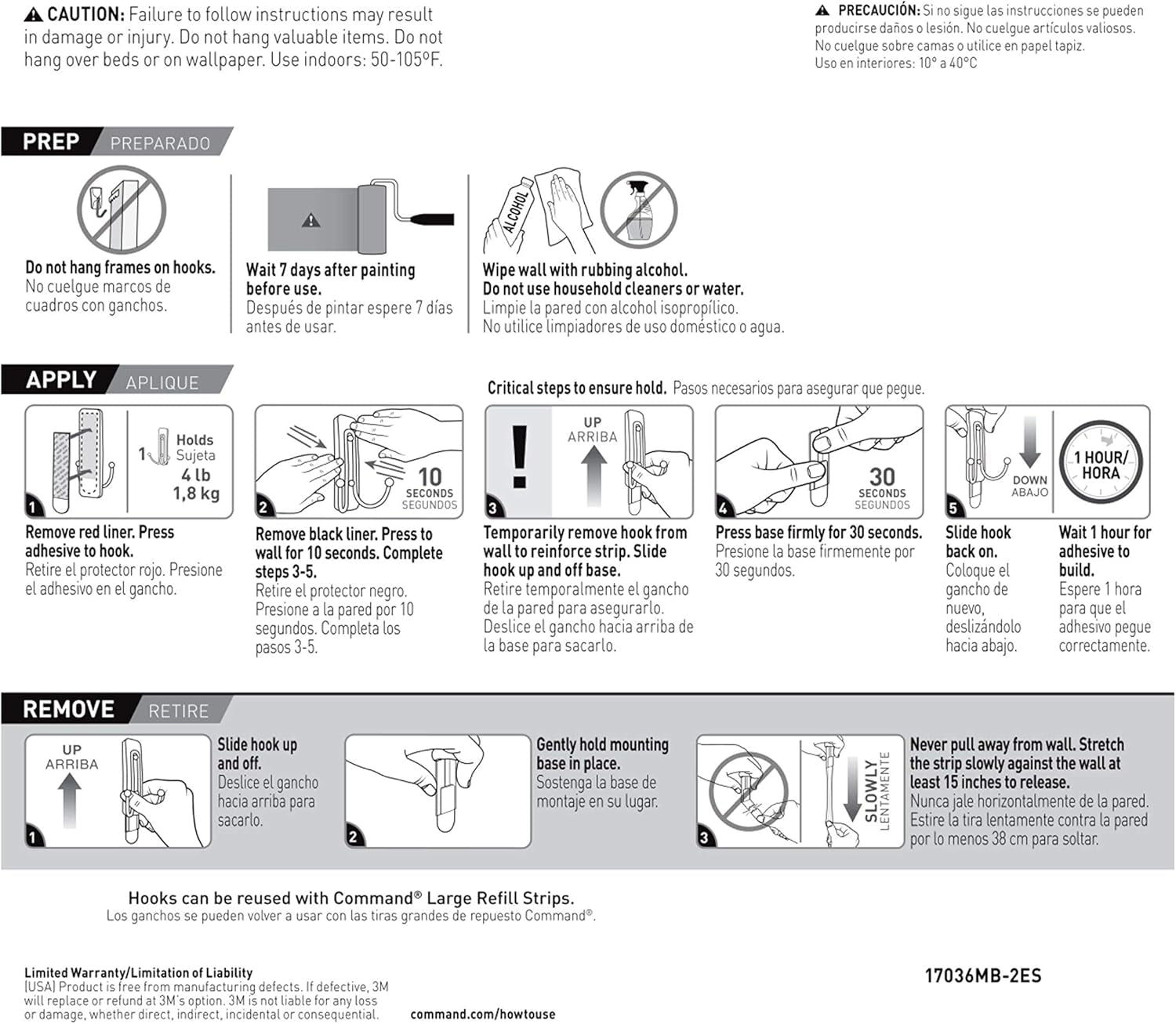 Large Matte Black Double Hooks, 2 Hooks and 2  Strips, Damage Free Hanging Wall Hooks with Adhesive Strips, No Tools Coat Hooks for Hanging Home Decor, Holds up to 4 Lb